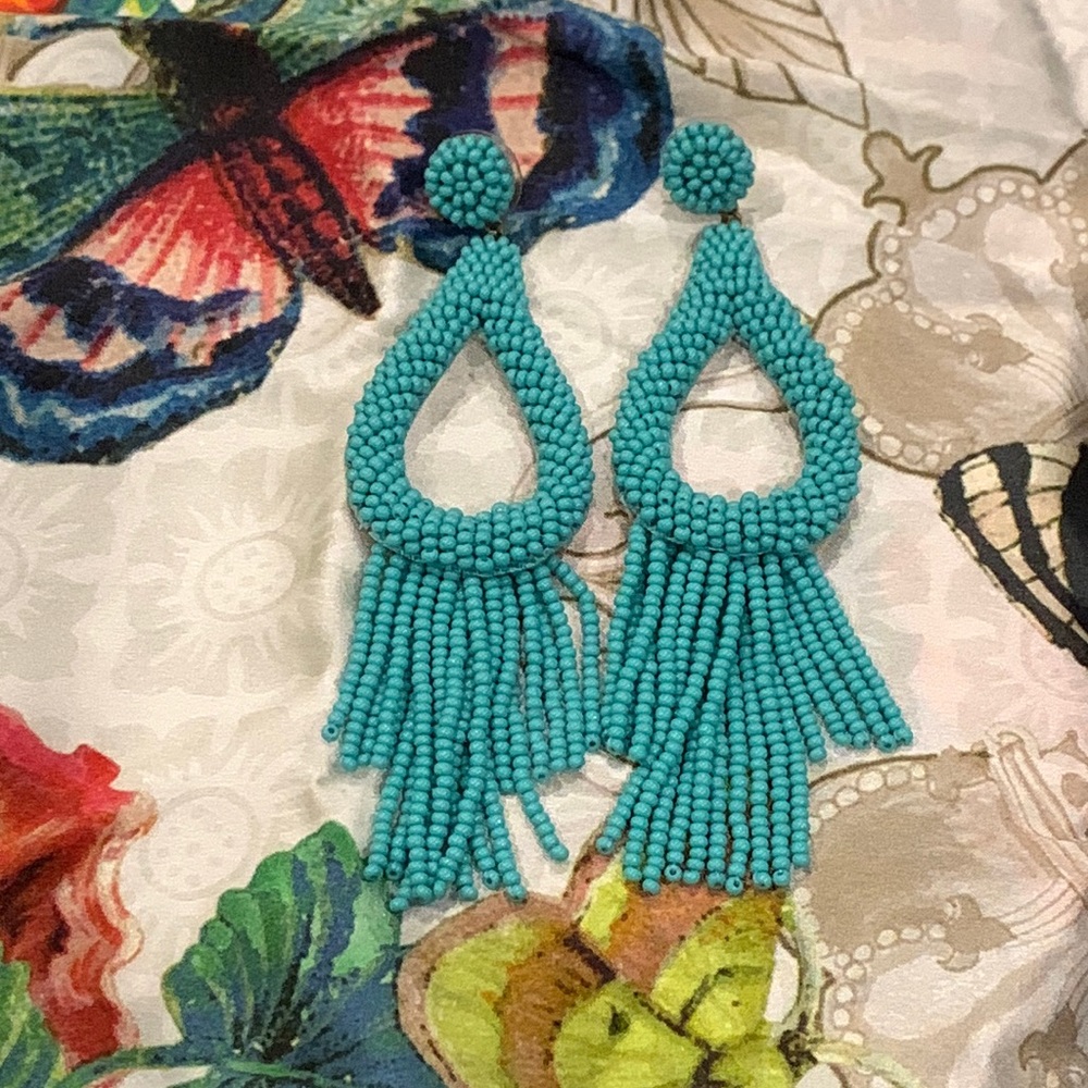 NWOT Turquoise Fringe Earrings